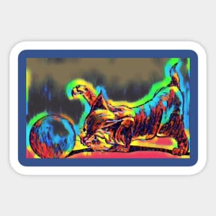 Colorful Cat Playing Sticker